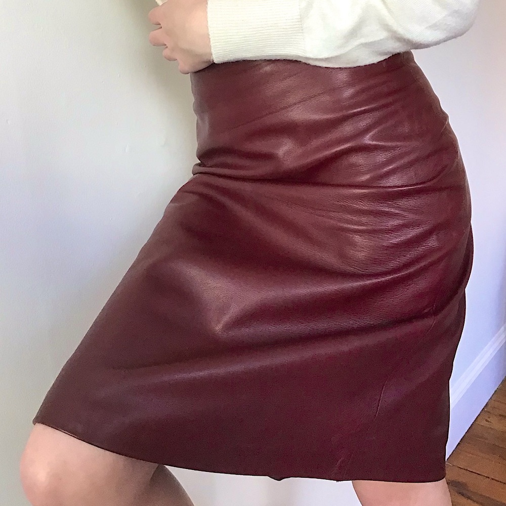 Workshop Soft Ox Blood Red Leather Skirt